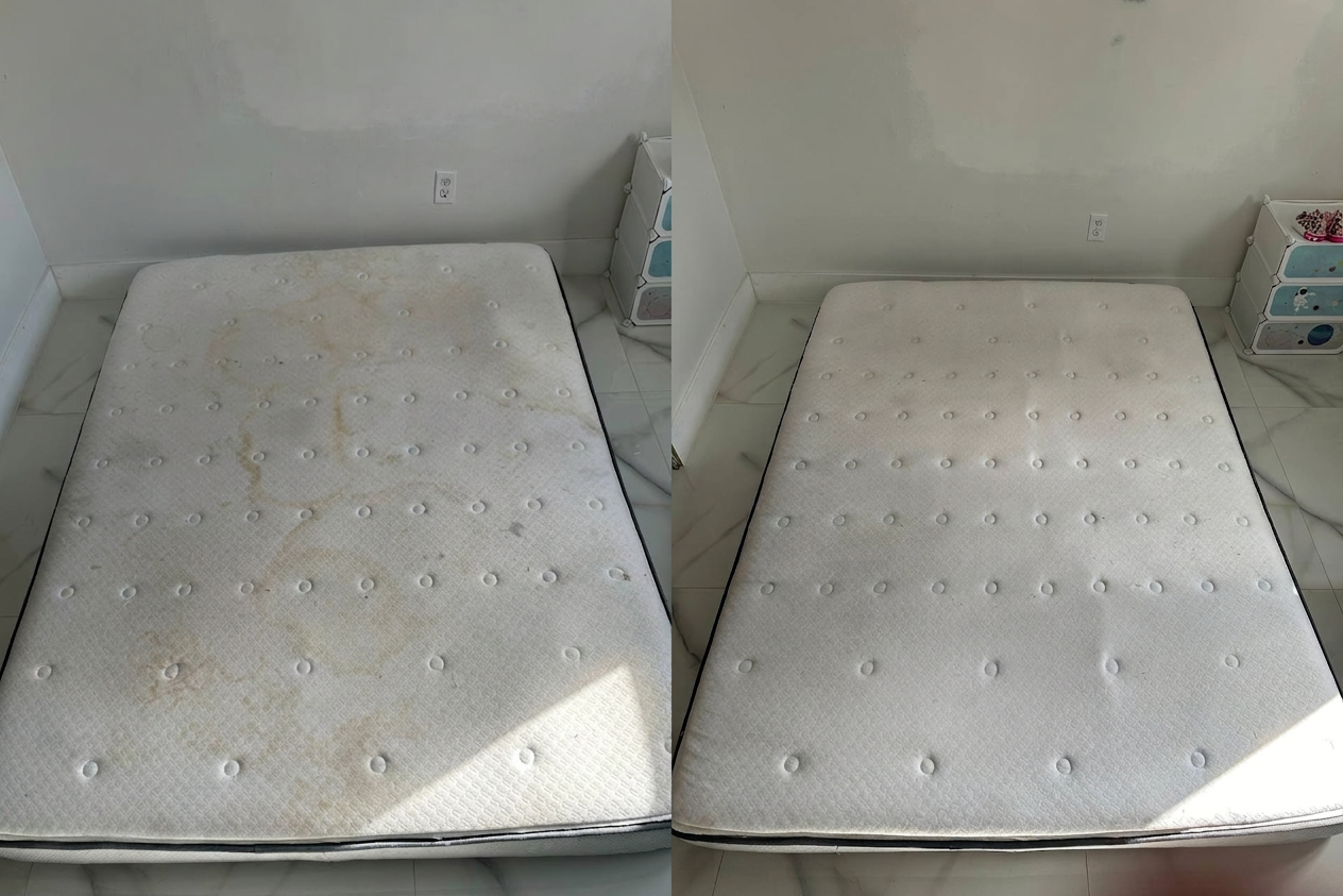 Mattress before and after cleaning